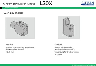 L20X Werkzeughalter SAU 919 Adapter für Bohrpinolen (Vorder- und Rückseitenbearbeitung) 19.05 mm SAU 1019 Adapter für Bohrpinolen (Vorderseitenbearbeitung). Verwendung für Drehbearbeitung 19.05 mm 