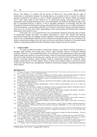 Effects of hands-on instructional strategy on senior school students ...