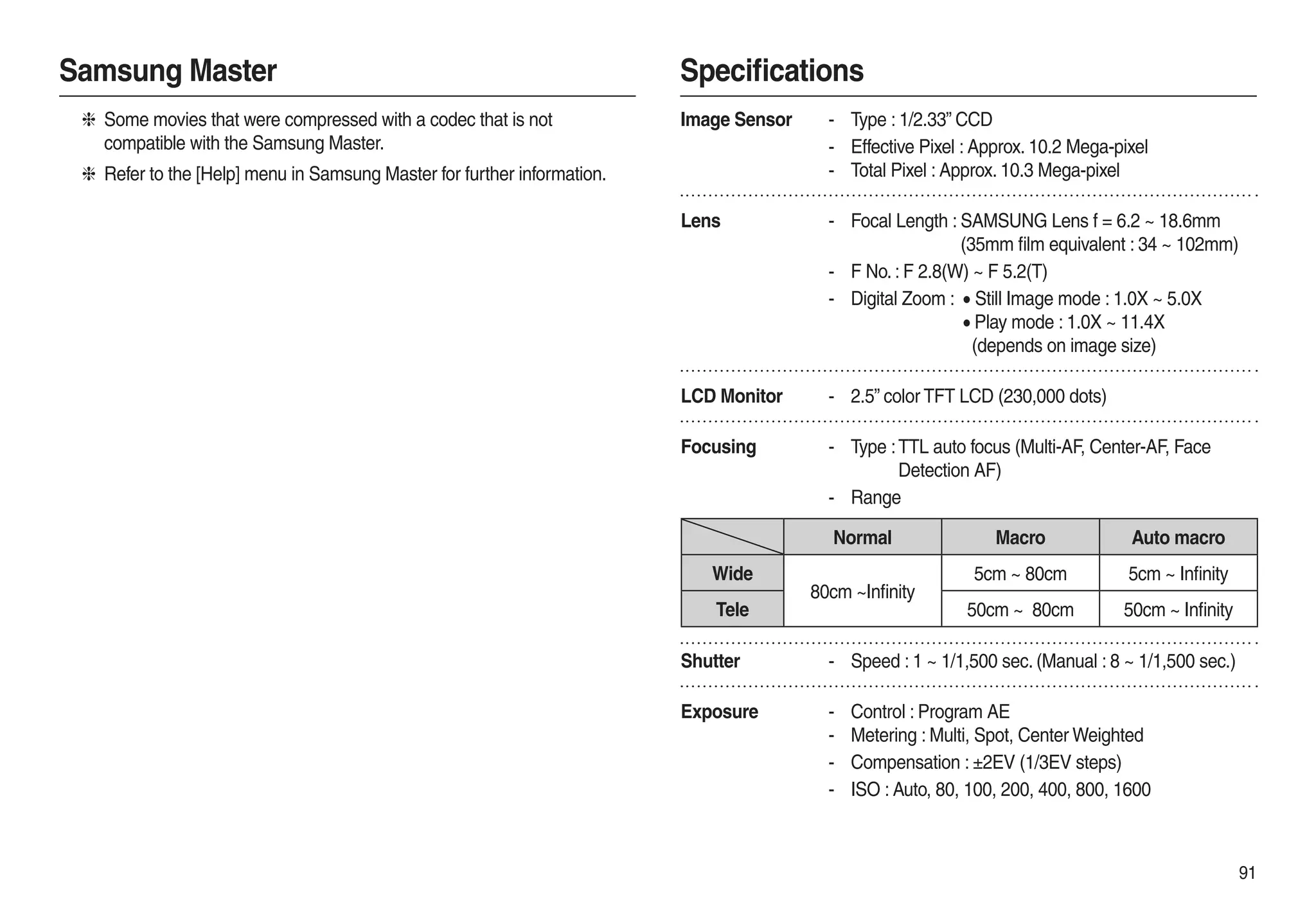 Samsung Camera L210 User Manual