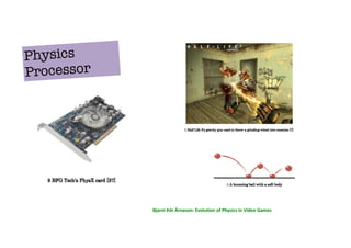 Bjarni	
  Þór	
  Árnason:	
  Evolution	
  of	
  Physics	
  in	
  Video	
  Games
Physics
Processor
 