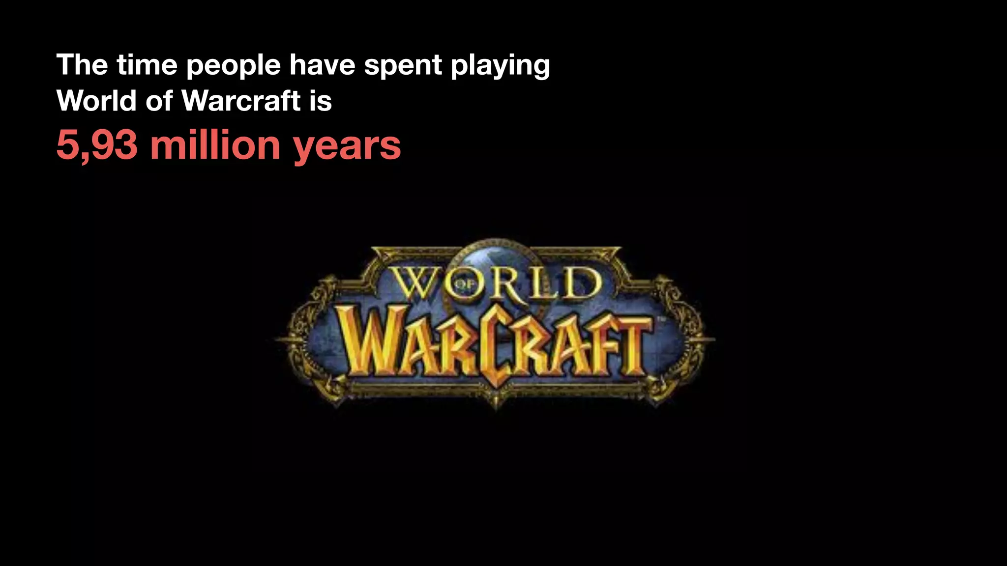 The time people have spent playing 
World of Warcraft is
5,93 million years
 