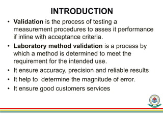 Validation of laboratory tests with important guidelines | PPTX