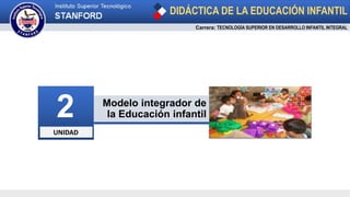 UNIDAD
2
Carrera: TECNOLOGÍA SUPERIOR EN DESARROLLO INFANTIL INTEGRAL
Modelo integrador de
la Educación infantil
DIDÁCTICA DE LA EDUCACIÓN INFANTIL
 