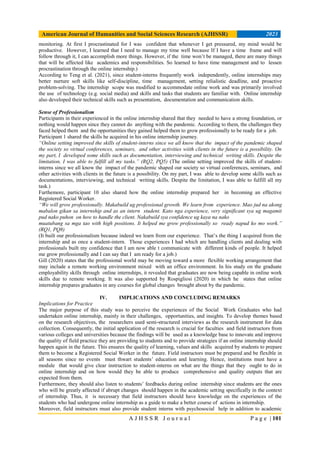 Intern Rows Affected STRUGGLES AND OPPORTUNITIES IN ONLINE INTERNSHIP: SOCIAL WORK GRADUATES ...