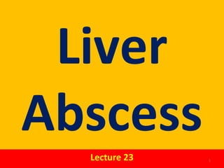 Liver
Abscess
Lecture 23 1
 