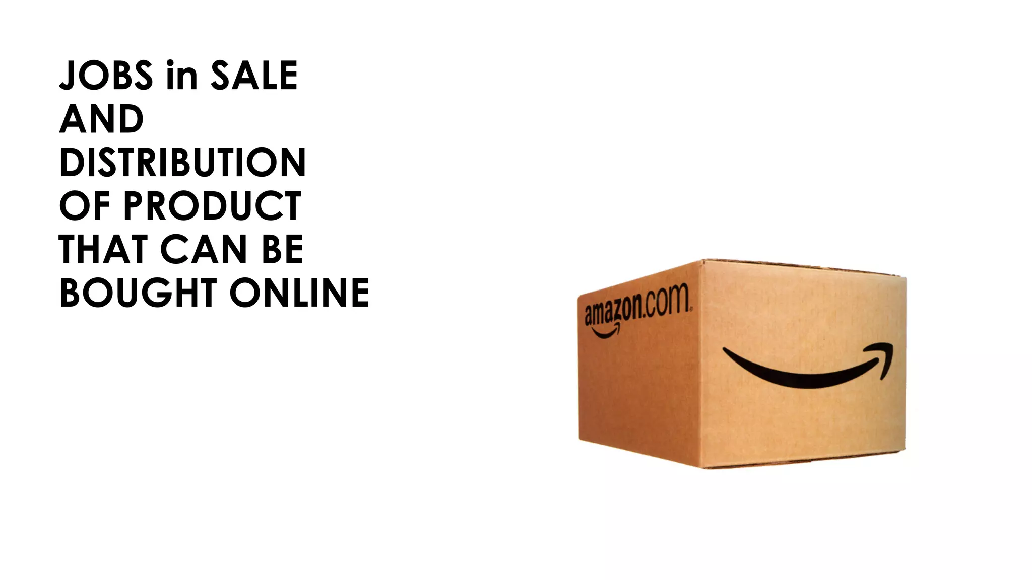 JOBS in SALE
AND
DISTRIBUTION
OF PRODUCT
THAT CAN BE
BOUGHT ONLINE
 