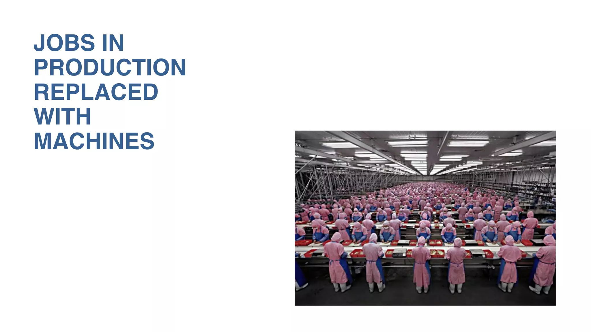 JOBS IN 
PRODUCTION
REPLACED  
WITH  
MACHINES
 