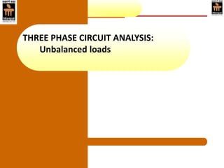 THREE PHASE CIRCUIT ANALYSIS:
Unbalanced loads
 