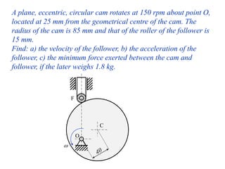 Cams geometry and Displacement Velocity and Accelaration Analysis | PDF