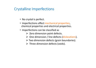 Defects in crystal structures engineering materials | PDF
