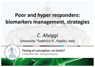 Poor and hyper responders:
biomarkers management, strategies
C. Alviggi
University “Federico II”, Naples, Italy
 