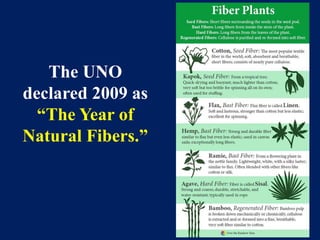 The UNO
declared 2009 as
“The Year of
Natural Fibers.”
 