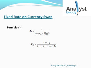 Fixed Rate on Currency Swap
Formula(s):

Study Session 17, Reading 51

 