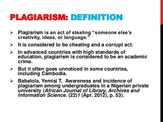 The Importance Of Plagiarizing Work