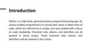 Comprehensive Guide to Python Tokens and Character Sets for Programming ...