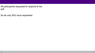 47
All participants requested to respond to the
poll
So far only 50% have responded
 