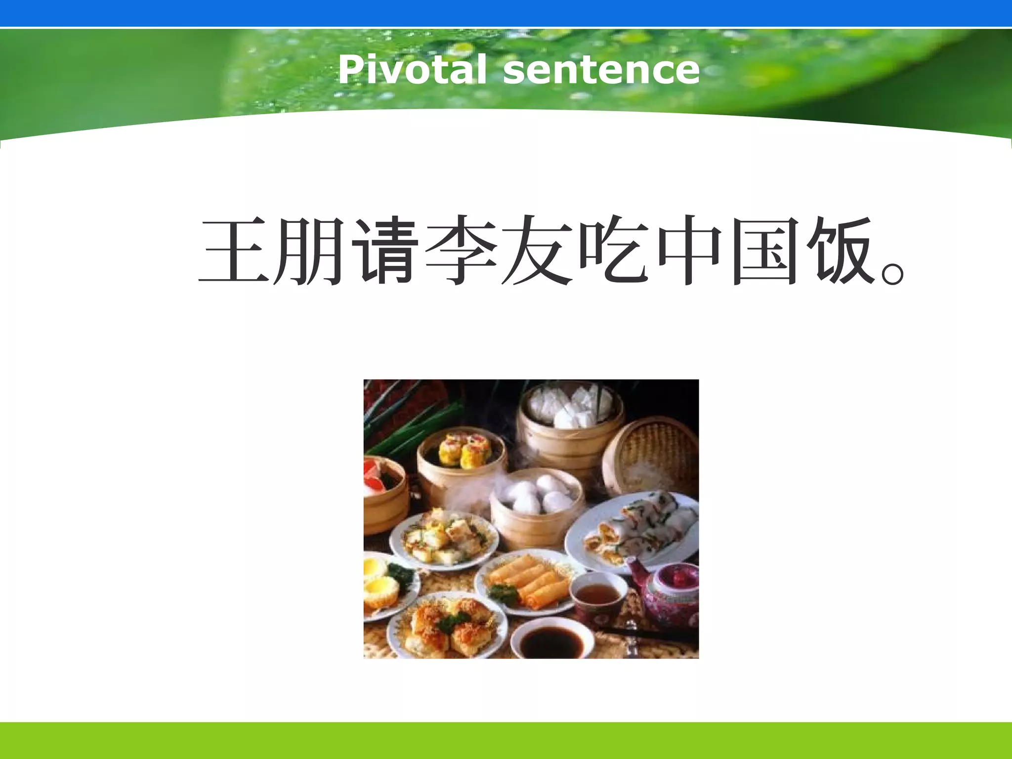 Pivotal sentence



王朋请李友吃中国饭。
 