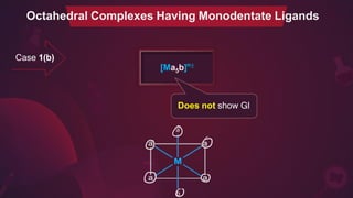 b
5
[Ma b]n±
Does not show GI
a
Octahedral Complexes Having Monodentate Ligands
Case 1(b)
 