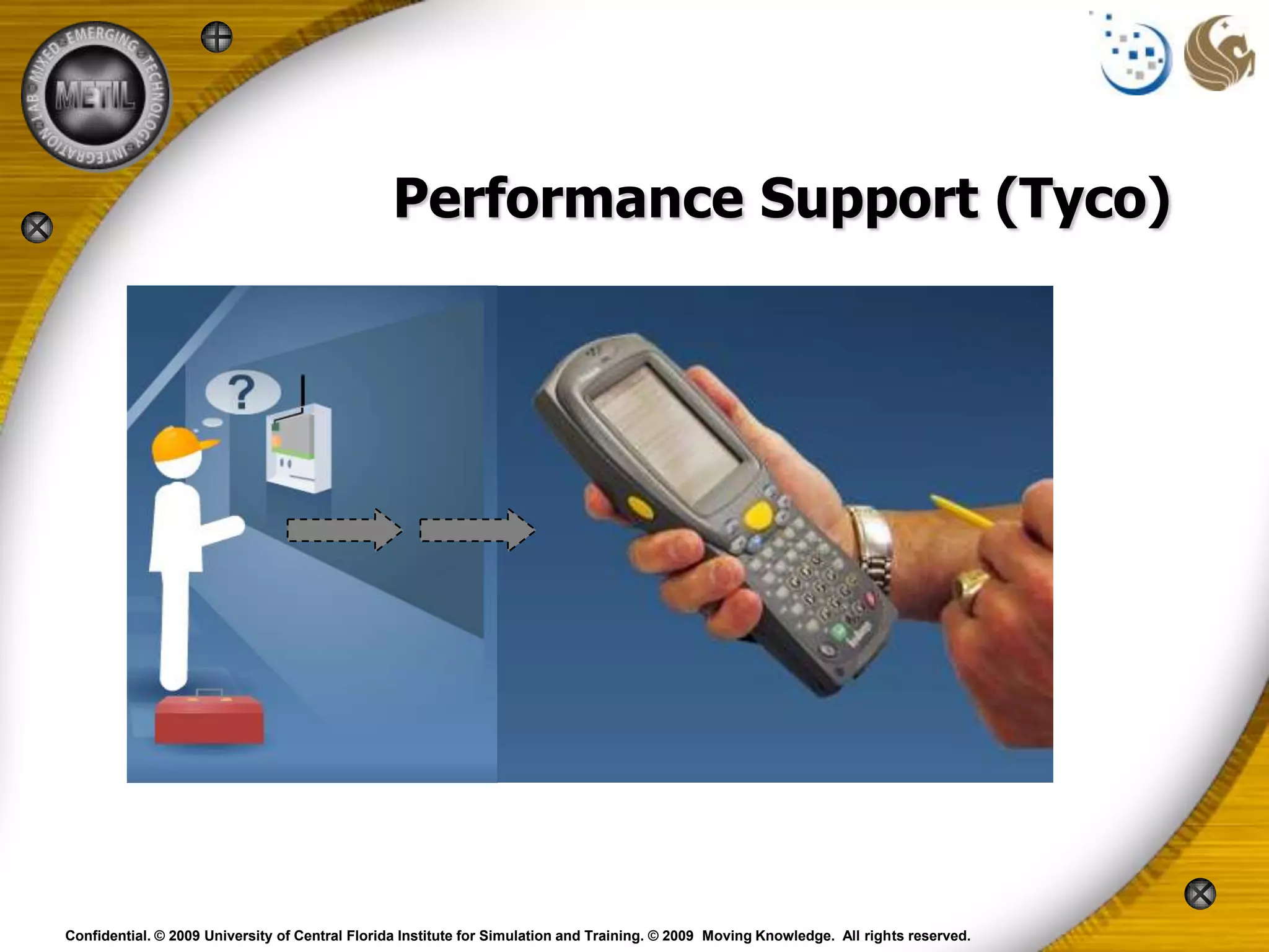 Performance Support (Tyco)




Confidential. © 2009 University of Central Florida Institute for Simulation and Training. © 2009 Moving Knowledge. All rights reserved.
 