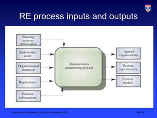 RE process inputs and outputs
