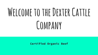 WelcometotheDexterCattle
Company
Certified Organic Beef
 