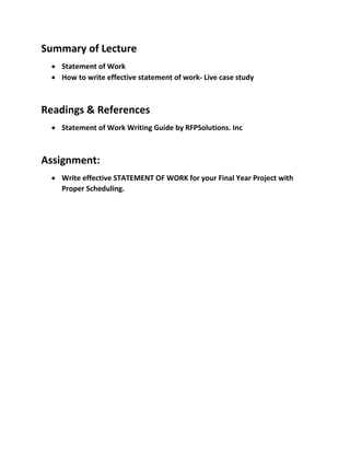 Lect-3: Statement of Work - Write effective SOW for Software Project ...