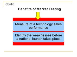 Benefits of Market Testing
Cont’d
 
