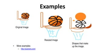 Examples
• More examples
– http://qvectors.com/
Original Image
Resized Image
Shapes that make
up the image.
 