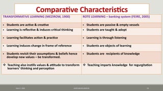 Banking Education and Transformative Learning: Enhancing Critical ...