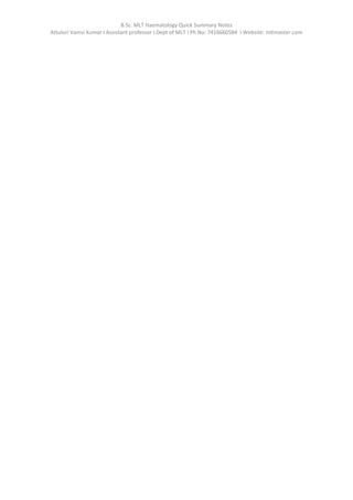 Notes of Shape and Size of RBCs, Structure of RBCs, Life Cycle of RBCs ...