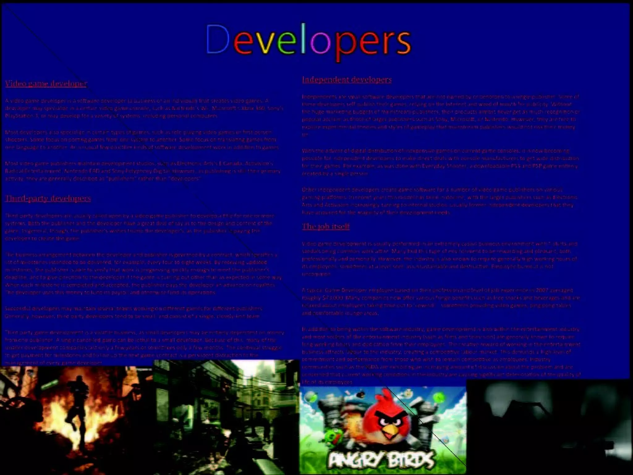 Unit 13: Understanding the Computer Games Industry Organisational Structure of the Games Industry 