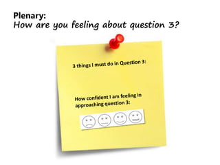 Plenary:
How are you feeling about question 3?
 