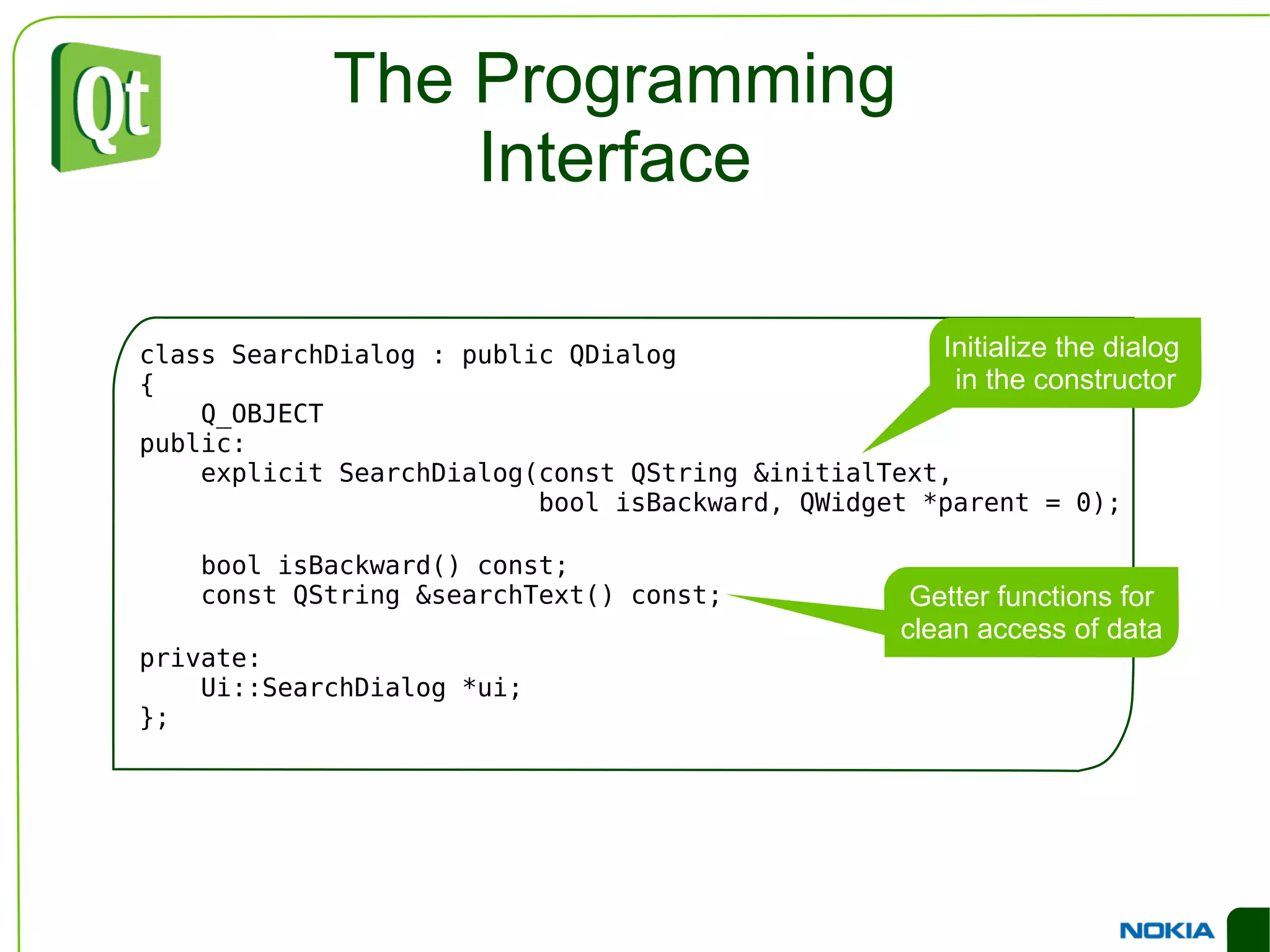 Designer: Place widgets in the container and apply a layout to the container 