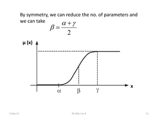 5-Sep-12 11EE-646, Lec-4
By symmetry, we can reduce the no. of parameters and
we can take
2
α γ
β
+
=
µ (x)
x
 