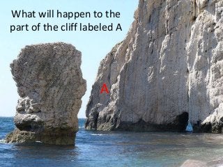 What will happen to the
part of the cliff labeled A
A
 