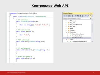 http://www.slideshare.net/IgorShkulipa 8
Контроллер Web API
 