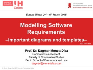 D. Monett – Europe Week 2015, University of Hertfordshire, Hatfield
Modelling Software
Requirements
–Important diagrams an...