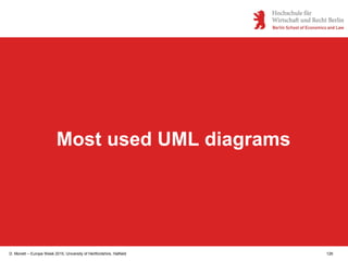 D. Monett – Europe Week 2015, University of Hertfordshire, Hatfield 126
Most used UML diagrams
 