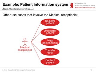 D. Monett – Europe Week 2015, University of Hertfordshire, Hatfield 76
Example: Patient information system
Adapted from Ia...