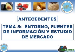 ANTECEDENTES
TEMA 5: ENTORNO, FUENTES
DE INFORMACIÓN Y ESTUDIO
DE MERCADO
 