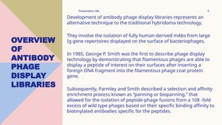 Phage Display Systems and its applications in immunotherapy | PPTX