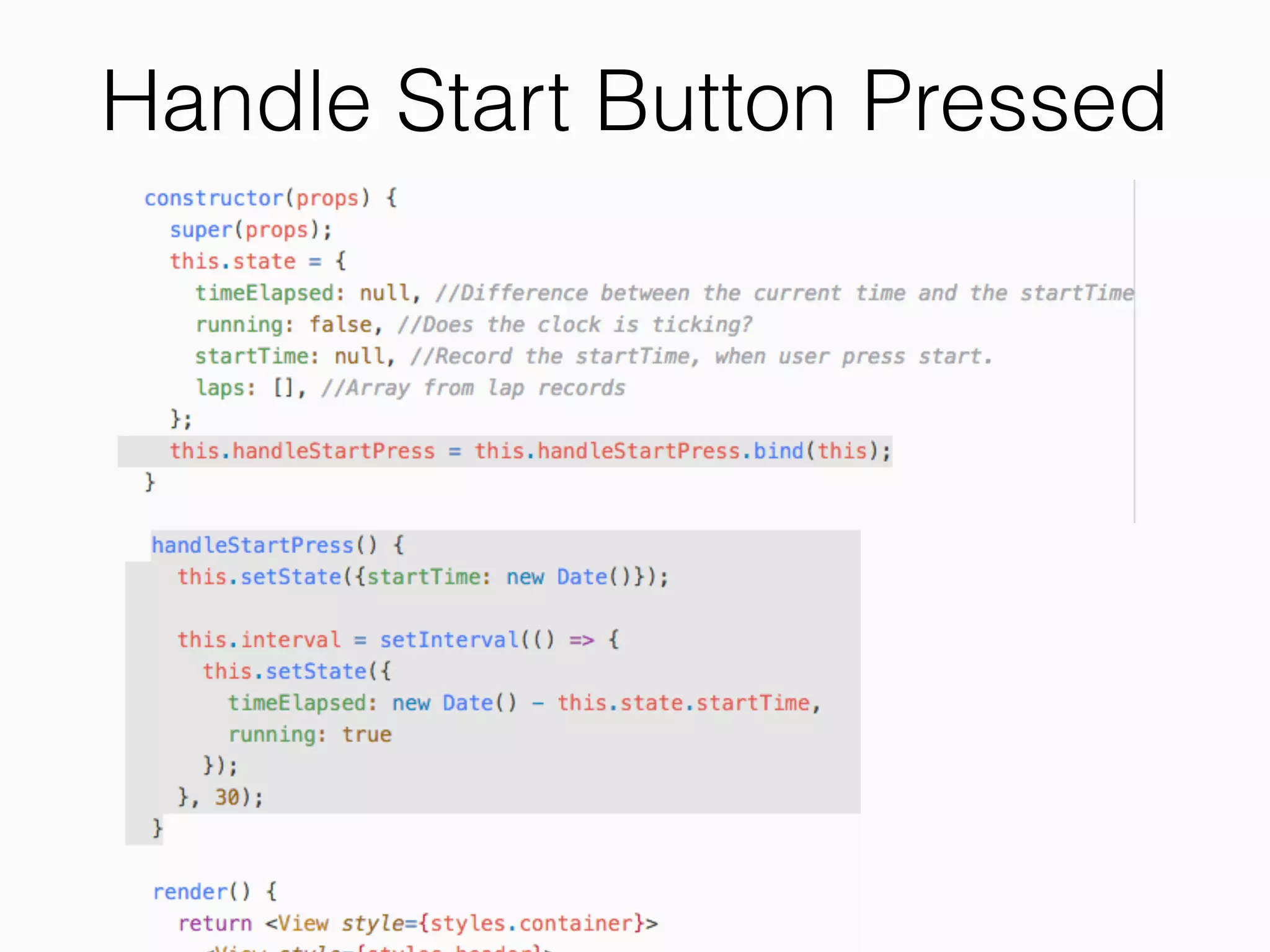 Handle Start Button Pressed
 