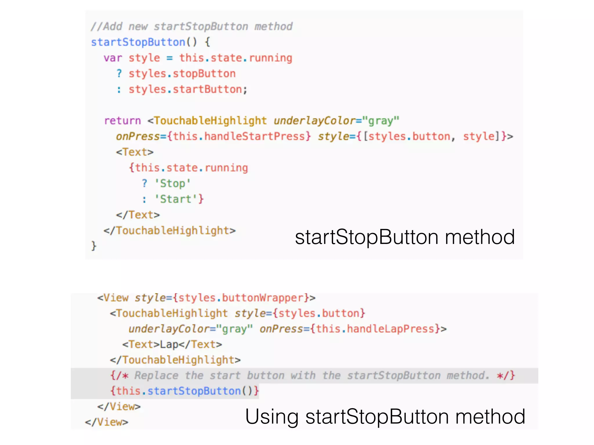 startStopButton method
Using startStopButton method
 
