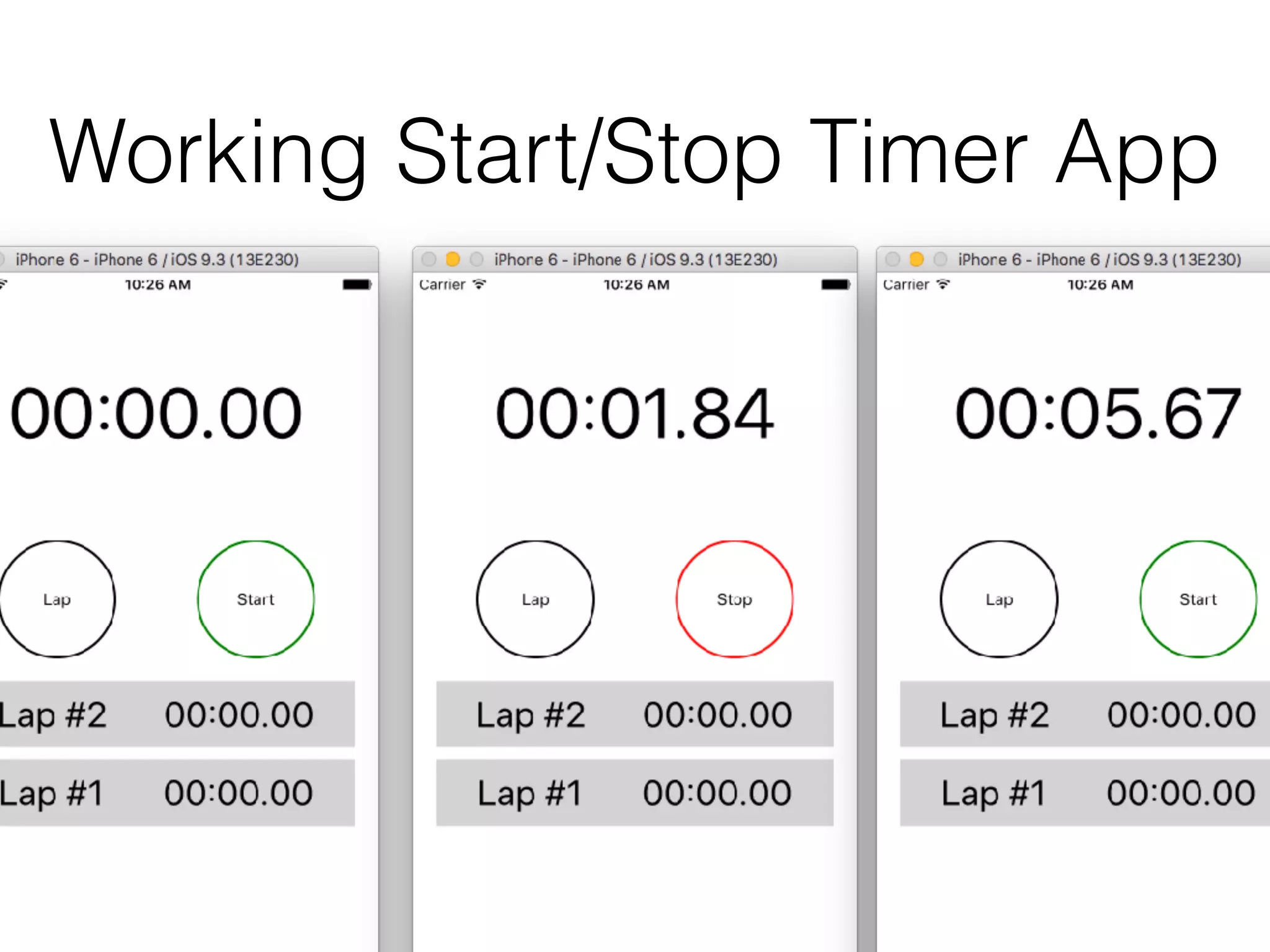 Working Start/Stop Timer App
 