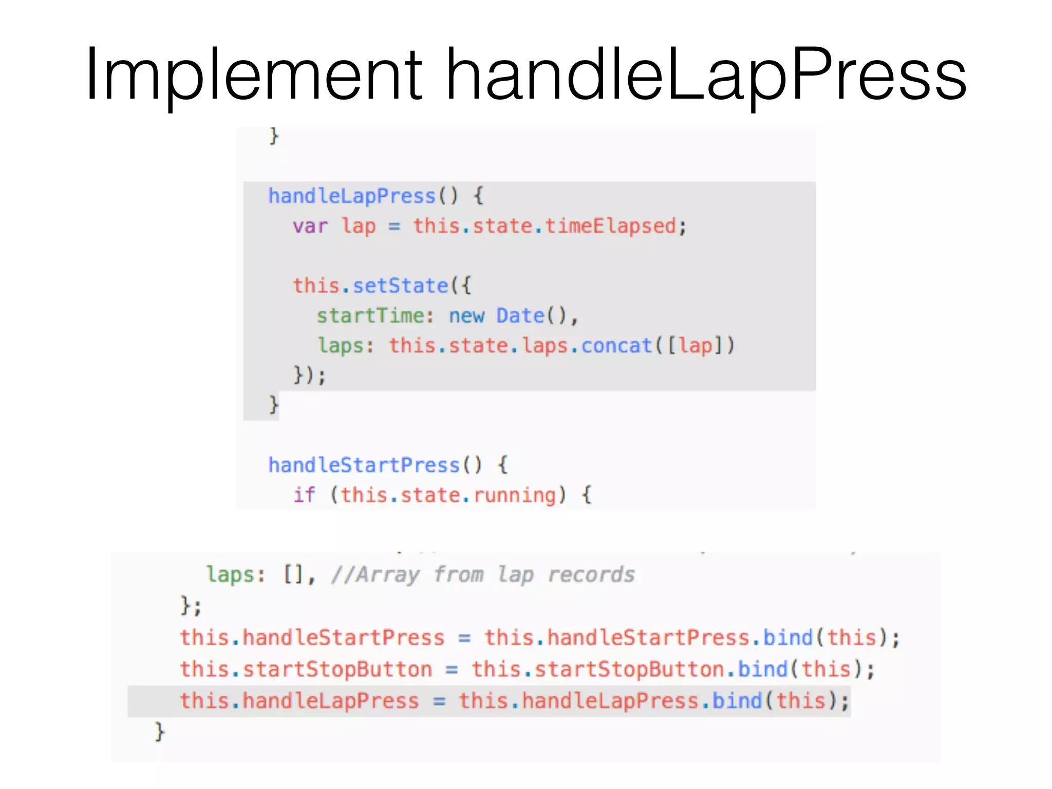Implement handleLapPress
 