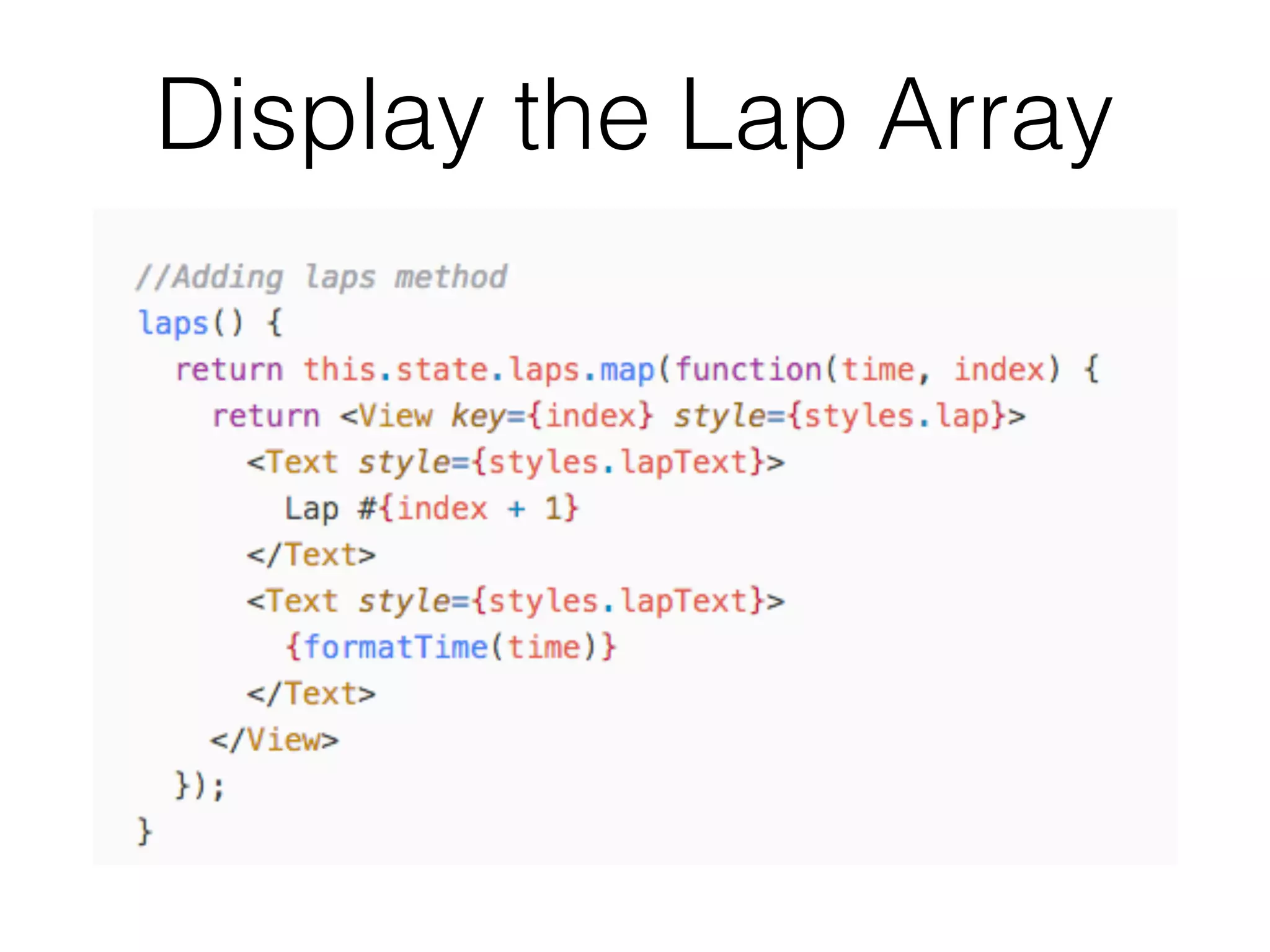 Display the Lap Array
 