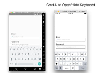 Cmd-K to Open/Hide Keyboard
 