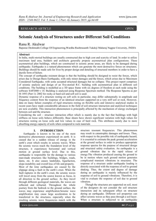 Seismic Analysis of Structures under Different Soil Conditions | PDF