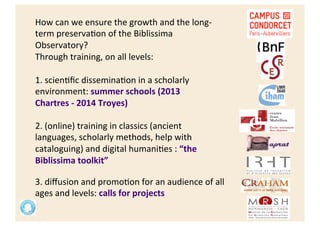 Biblissima: an Observatory for the Written Cultural Heritage of ...