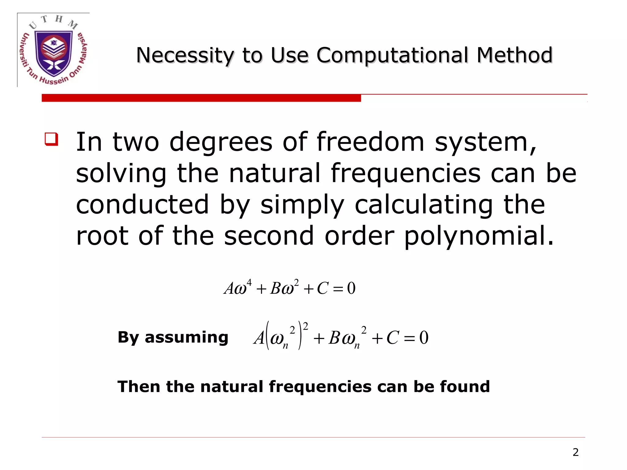 L5 determination of natural frequency & mode shape | PPT